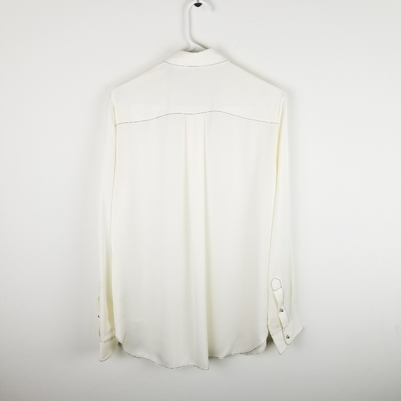 Theory Sunaya B Silk Blouse Button Front Ivory - Picture 5 of 6